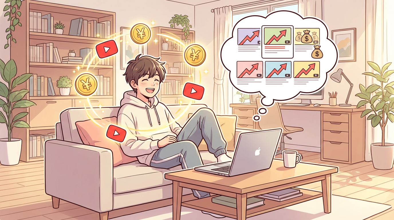 AIで自動収益を得る様子